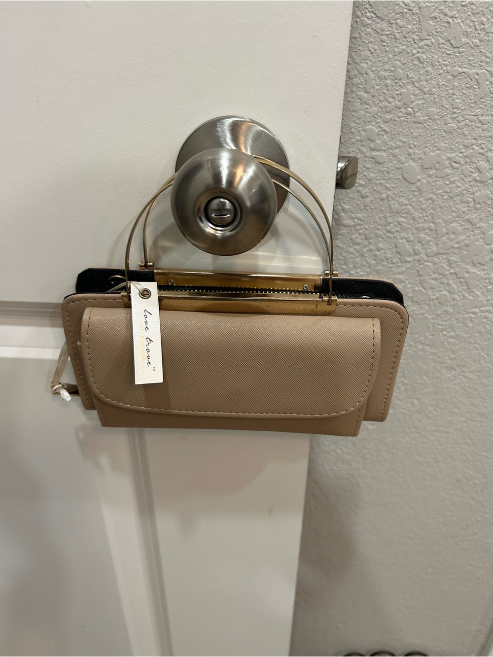 Neutral Beige Mini Wallet Crossbody with Top Handle
